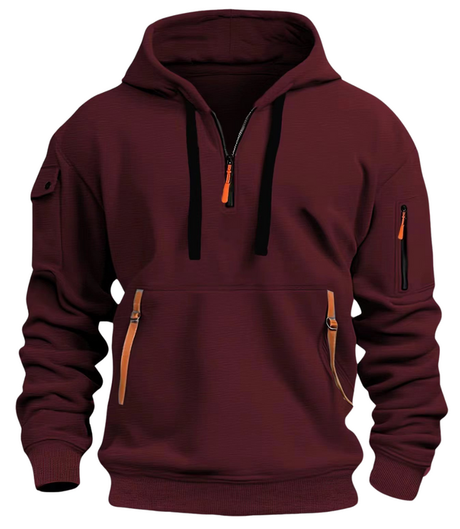 Men's Winter Hoodie with Zip Pockets and Long Sleeve