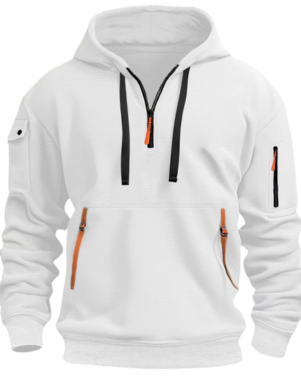 Men's Winter Hoodie with Zip Pockets and Long Sleeve
