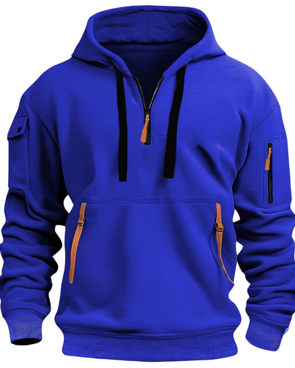 Men's Winter Hoodie with Zip Pockets and Long Sleeve