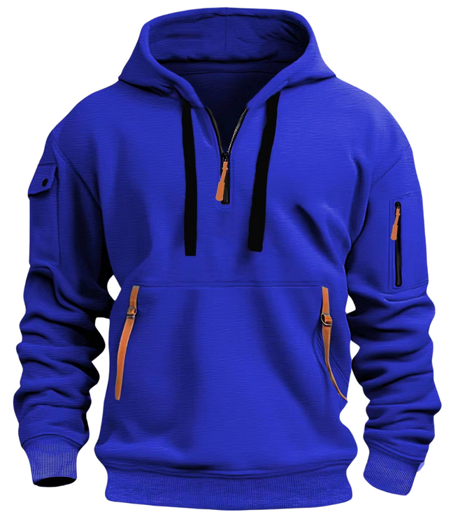 Men's Winter Hoodie with Zip Pockets and Long Sleeve