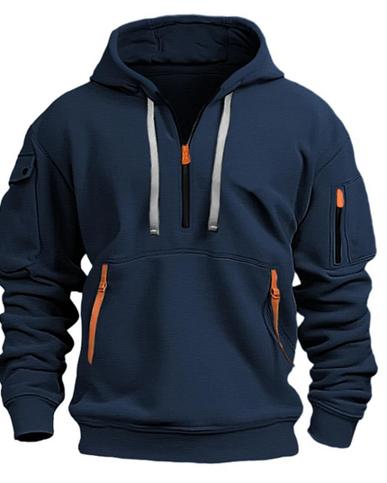 Men's Winter Hoodie with Zip Pockets and Long Sleeve