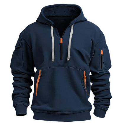 Men's Winter Hoodie with Zip Pockets and Long Sleeve
