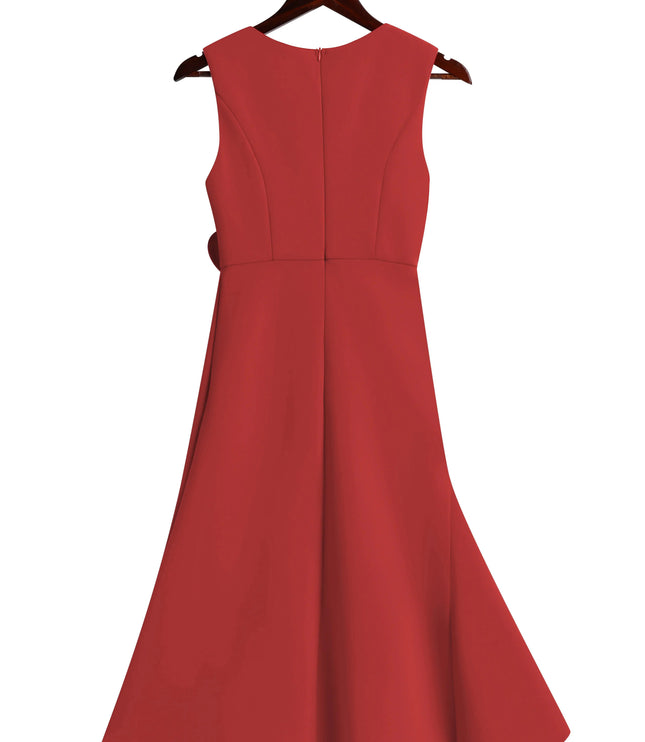 Women's Asymmetric A-Line Dress with Waist Tie Detail