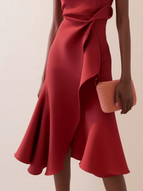 Women's Asymmetric A-Line Dress with Waist Tie Detail