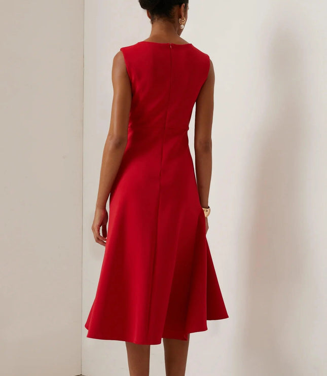 Women's Asymmetric A-Line Dress with Waist Tie Detail