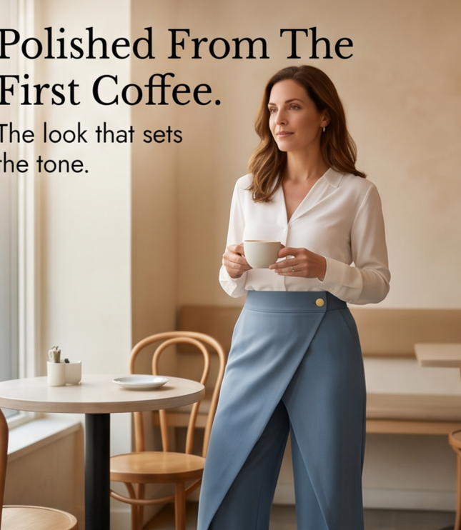Women's Asymmetric Overlay High-Rise Wide-Leg Dress Pants