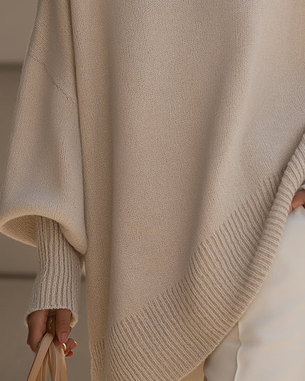 Women's Asymmetrical Draped Poncho Sweater