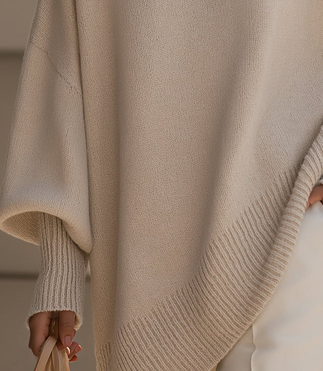 Women's Asymmetrical Draped Poncho Sweater