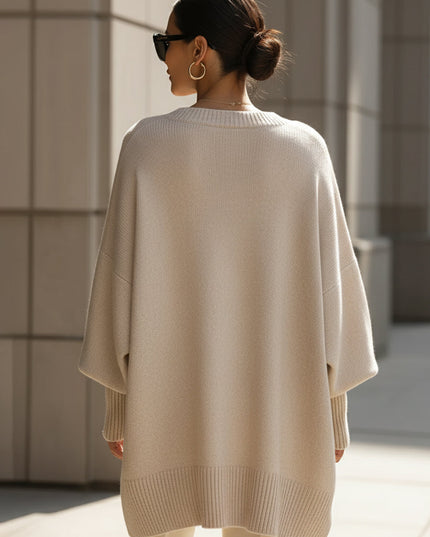 Women's Asymmetrical Draped Poncho Sweater