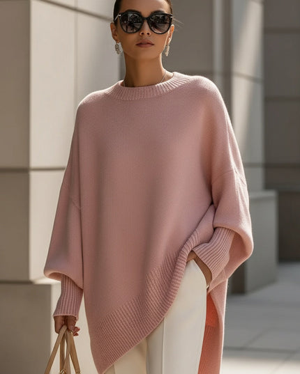Women's Asymmetrical Draped Poncho Sweater