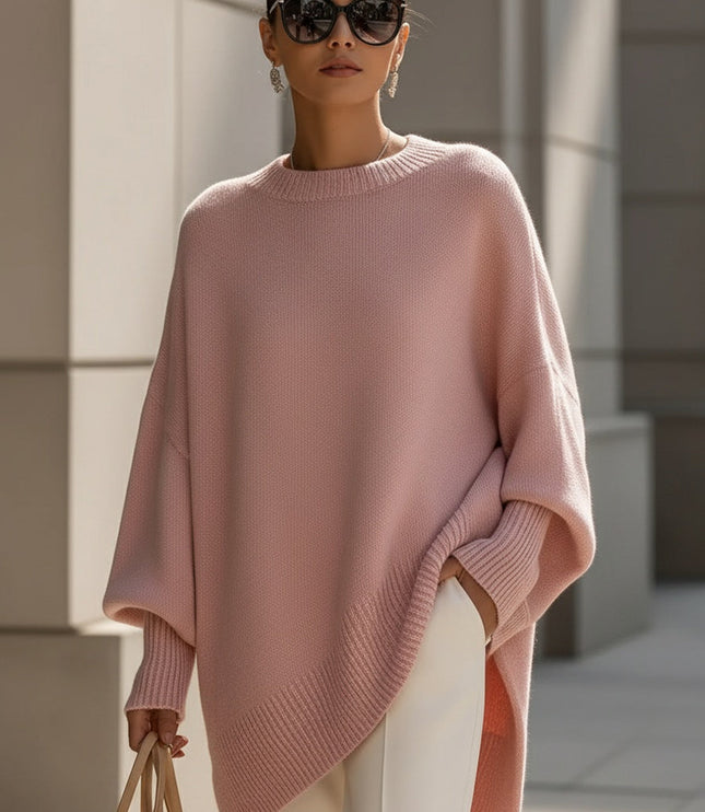 Women's Asymmetrical Draped Poncho Sweater