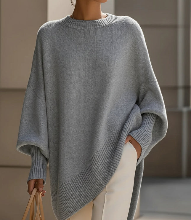 Women's Asymmetrical Draped Poncho Sweater