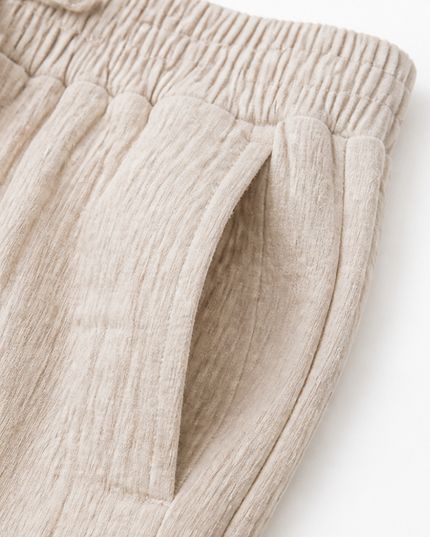 Women's Bermuda Shorts with a Drawstring Waist and Crinkle Texture