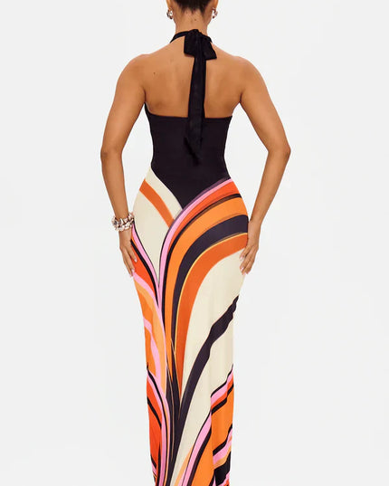 Women's Black Satin Sleeveless Maxi Cocktail Dress, Evening