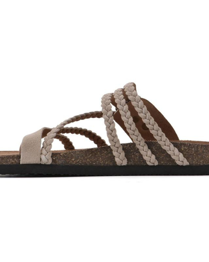 Women's Braided Toe-Loop Sandals with Buckle Strap
