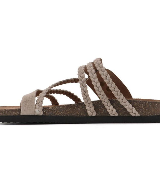Women's Braided Toe-Loop Sandals with Buckle Strap