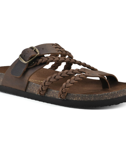 Women's Braided Toe-Loop Sandals with Buckle Strap