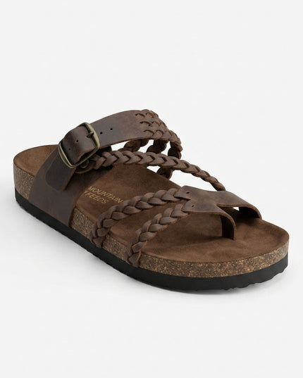 Women's Braided Toe-Loop Sandals with Buckle Strap