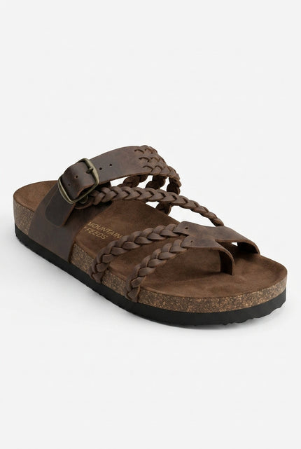 Women's Braided Toe-Loop Sandals with Buckle Strap