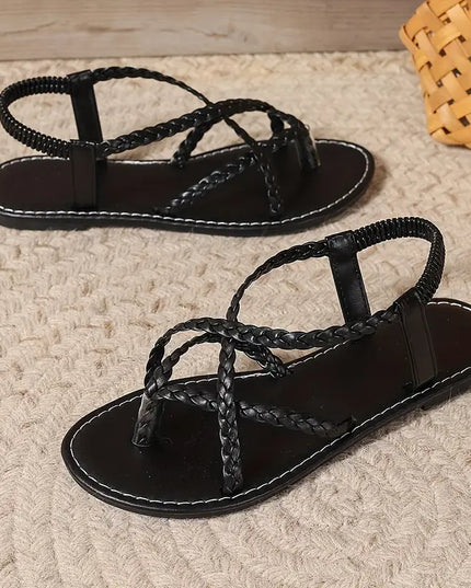 Women's Braided Toe-Post Flat Sandals