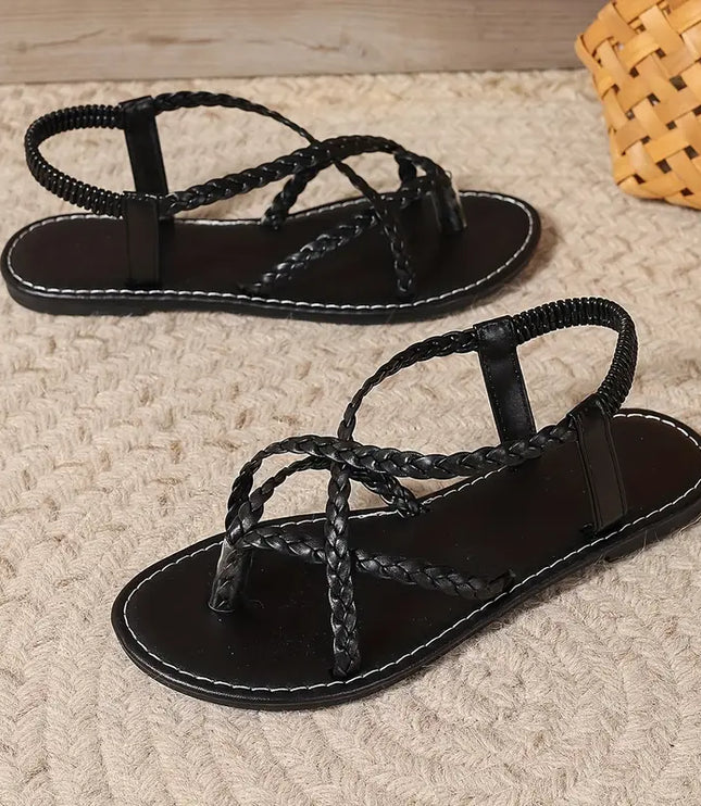 Women's Braided Toe-Post Flat Sandals