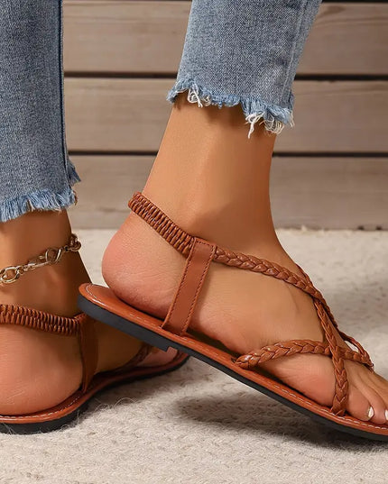 Women's Braided Toe-Post Flat Sandals