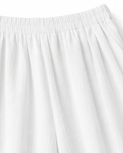 Women's Buttoned Asymmetric Top Set with Wide-Leg Pants