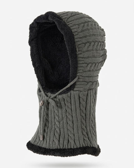 Women's Cable-Knit Balaclava Hood with Faux Fur Trim