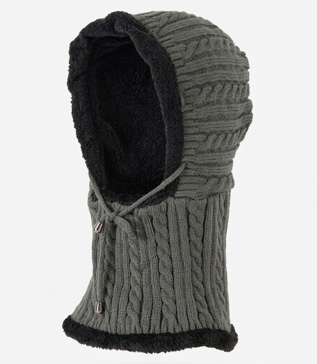 Women's Cable-Knit Balaclava Hood with Faux Fur Trim