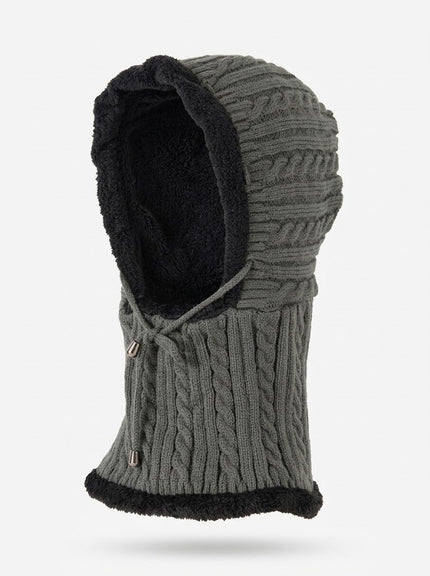 Women's Cable-Knit Balaclava Hood with Faux Fur Trim