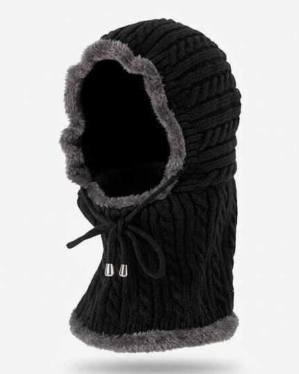 Women's Cable-Knit Balaclava Hood with Faux Fur Trim