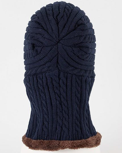 Women's Cable-Knit Balaclava Hood with Faux Fur Trim