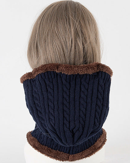 Women's Cable-Knit Balaclava Hood with Faux Fur Trim
