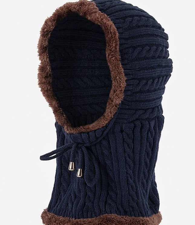 Women's Cable-Knit Balaclava Hood with Faux Fur Trim