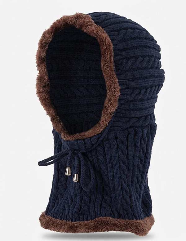 Women's Cable-Knit Balaclava Hood with Faux Fur Trim