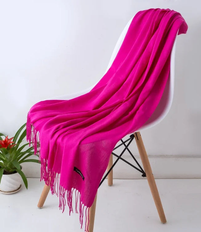 Women's Cashmere-Feel Scarf with Fringed Trim