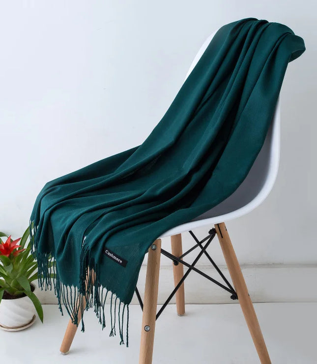 Women's Cashmere-Feel Scarf with Fringed Trim