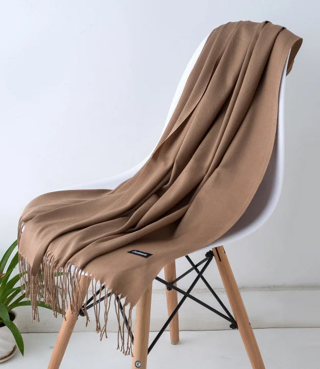 Women's Cashmere-Feel Scarf with Fringed Trim