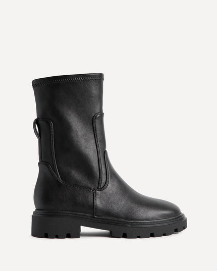 Women's Chunky Sock Boots in Stretch Faux Leather