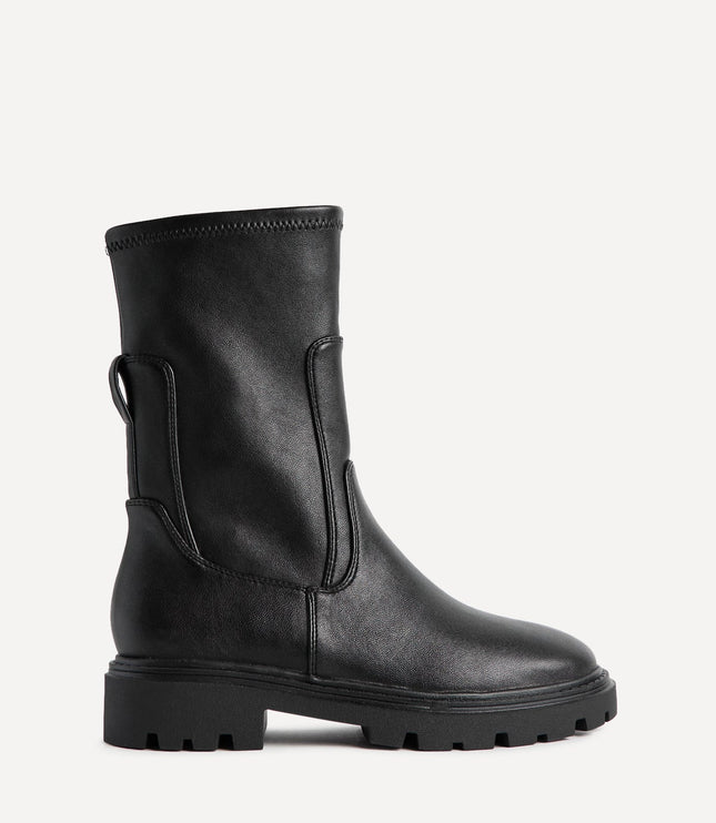 Women's Chunky Sock Boots in Stretch Faux Leather