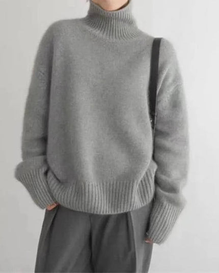 Women's Chunky Turtleneck Sweater with Dropped Shoulders