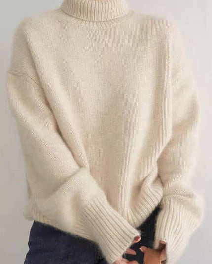 Women's Chunky Turtleneck Sweater with Dropped Shoulders