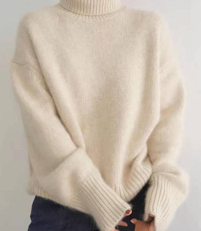 Women's Chunky Turtleneck Sweater with Dropped Shoulders
