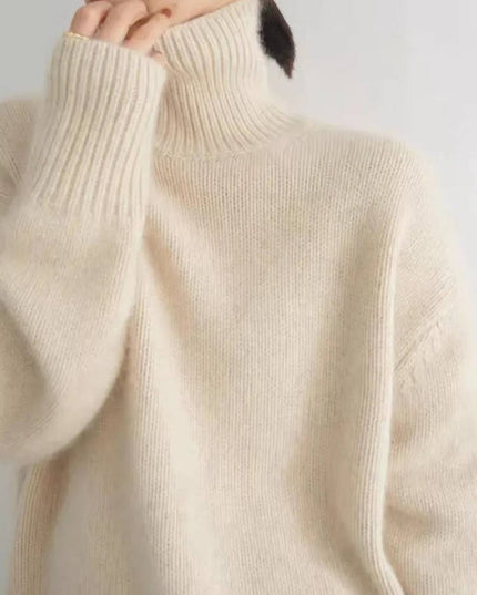 Women's Chunky Turtleneck Sweater with Dropped Shoulders