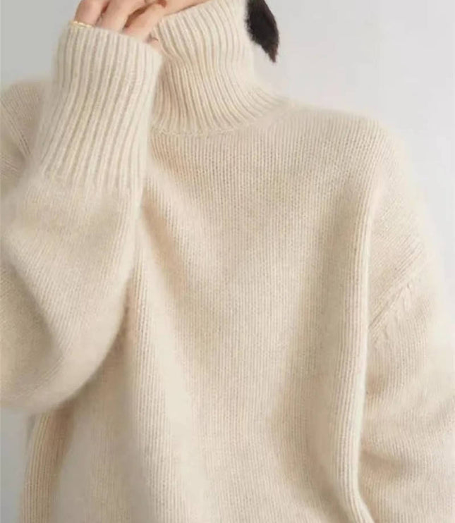 Women's Chunky Turtleneck Sweater with Dropped Shoulders