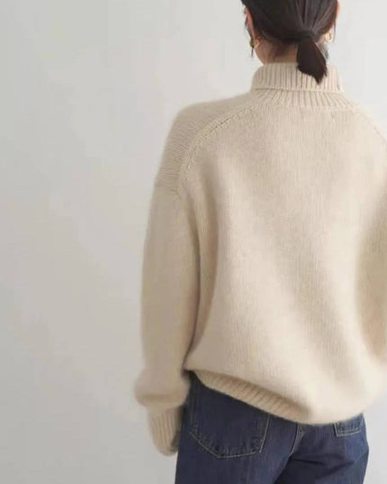 Women's Chunky Turtleneck Sweater with Dropped Shoulders