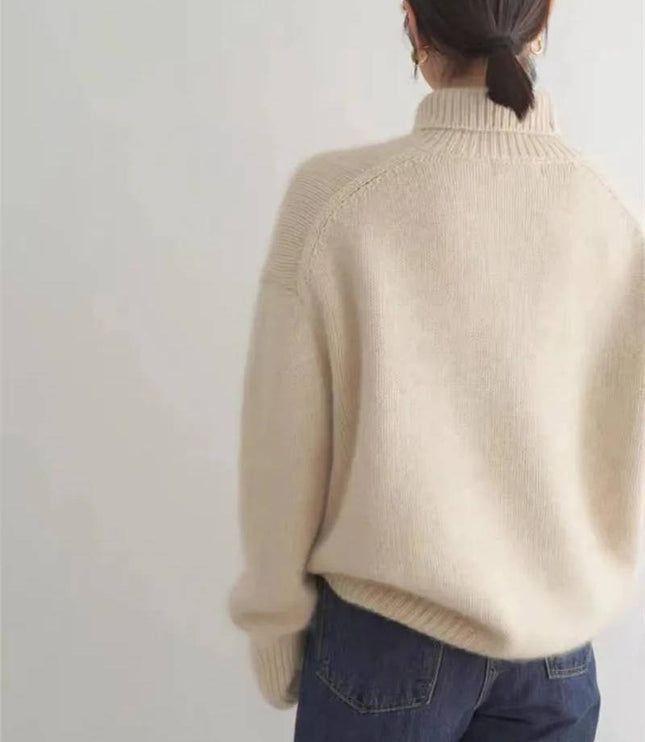 Women's Chunky Turtleneck Sweater with Dropped Shoulders