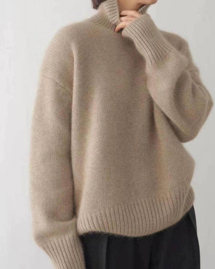 Women's Chunky Turtleneck Sweater with Dropped Shoulders