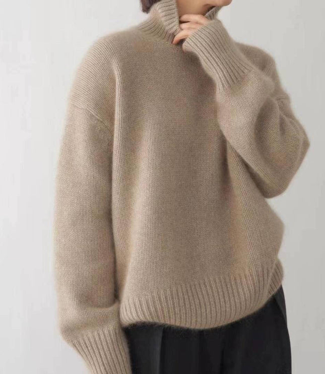 Women's Chunky Turtleneck Sweater with Dropped Shoulders
