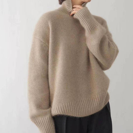 Women's Chunky Turtleneck Sweater with Dropped Shoulders
